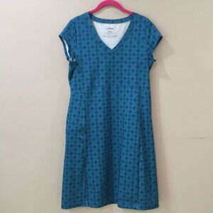 LL Bean  Dress Women’s M Turquoise Blue Short Sleeve Athletic Hiking Travel